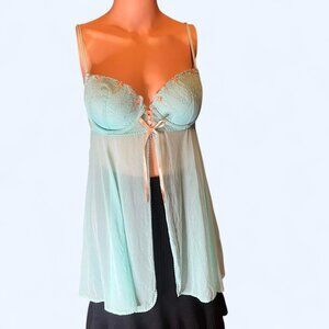 Blue Floral Lace Fairycore Lingerie Tank Top